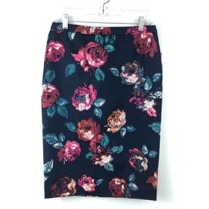 New With Tags Merona Pencil Skirt Dark Blue Floral